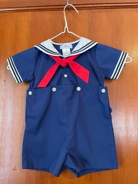 Petit Ami Baby Boy Navy Sailor Romper 3 Months